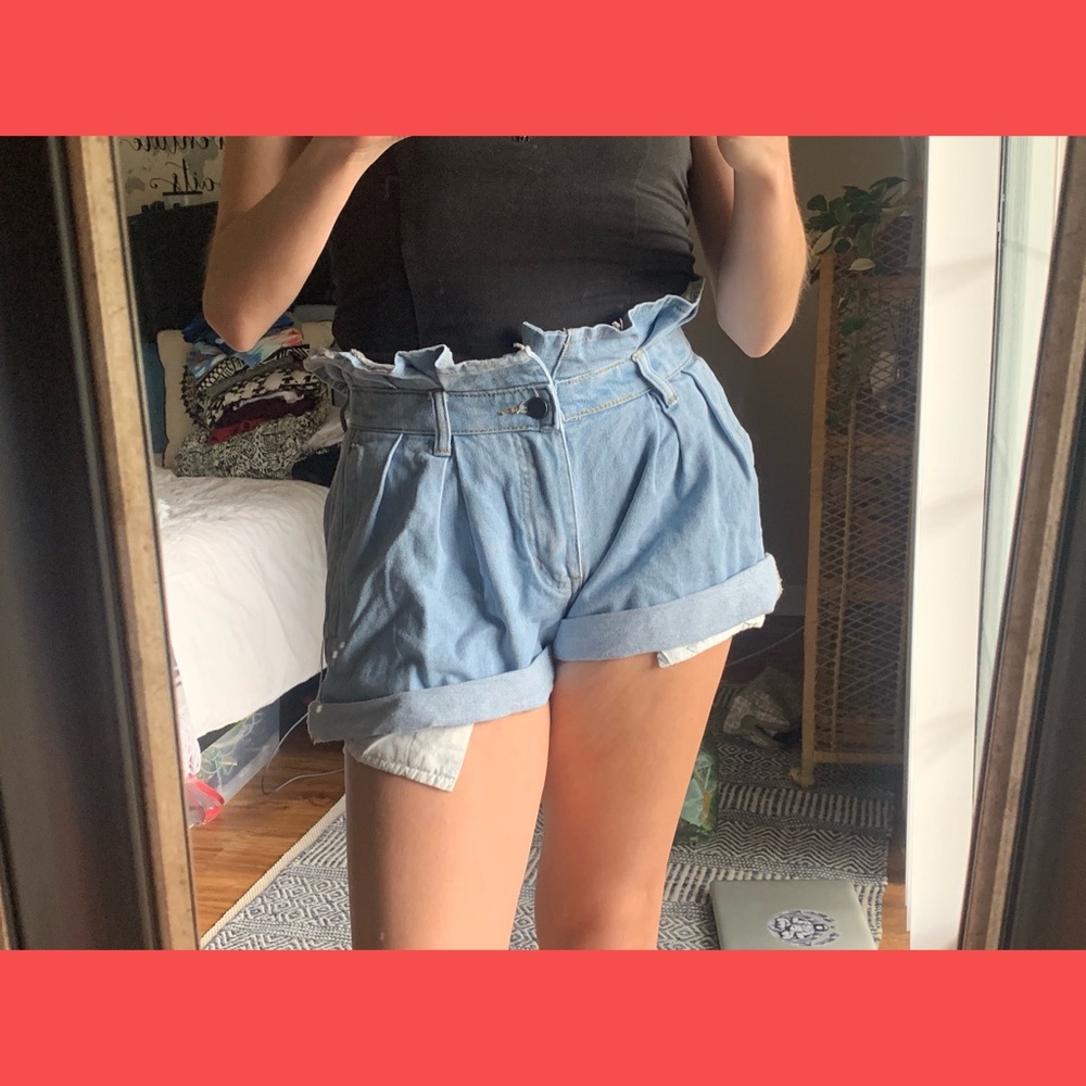 Paperbag Denim Shorts